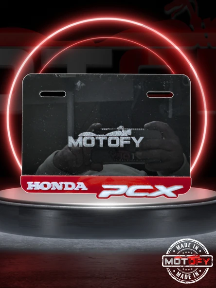 HONDA PCX LOGOLU KIRMIZI PREMİUM PLEKSİ PLAKALIK 19X11,5 CM