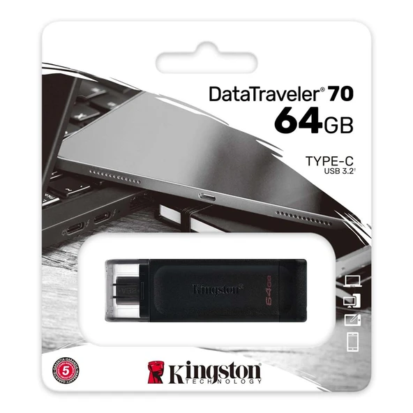 Kingston DT70 64GB USB-C 3.2 Gen 1 Type-C Flash Bellek - Resim 2