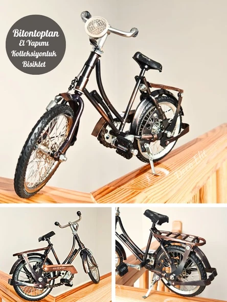 El Yapımı Metal Tasarım Dekoratif Bisiklet Detaylı Koleksiyonluk İthal Bisiklet 27 cm - 3