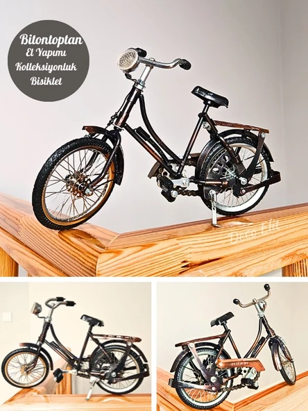 El Yapımı Metal Tasarım Dekoratif Bisiklet Detaylı Koleksiyonluk İthal Bisiklet 27 cm