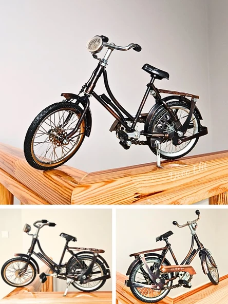 El Yapımı Metal Tasarım Dekoratif Bisiklet Detaylı Koleksiyonluk İthal Bisiklet 27 cm - 2