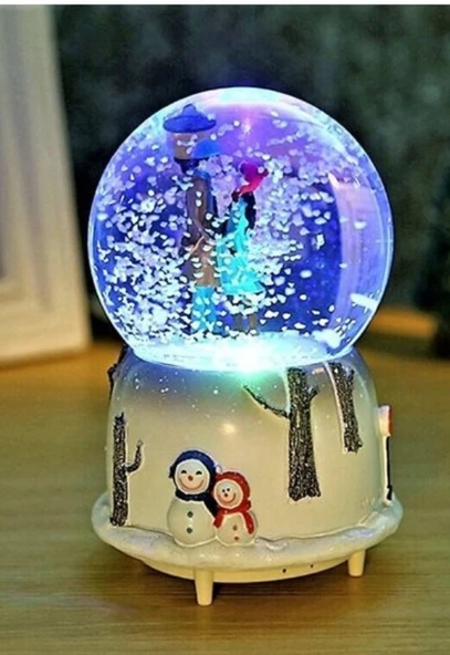 El Ele Tutuşan Aşıklar Kar Küresi Orta Boy Işıklı Müzikli 12cm - 9