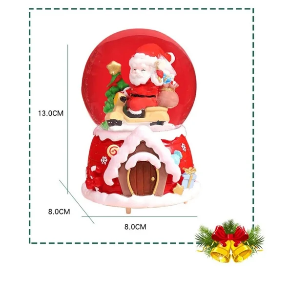 Yılbaşı 2025 Noel Baba ve Çam Ağacı 13 cm Orta Boy Işıklı Müzikli Kar Küresi 20B - 7