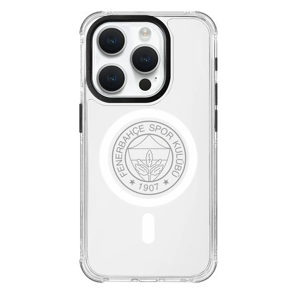 iPhone 15 Pro Fenerbahçe Magsafe Monochrome Logo Şeffaf Telefon Kılıfı