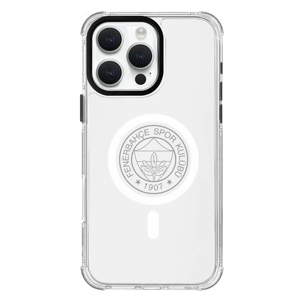 iPhone 16 Pro Max Fenerbahçe Magsafe Monochrome Logo Şeffaf Telefon Kılıfı