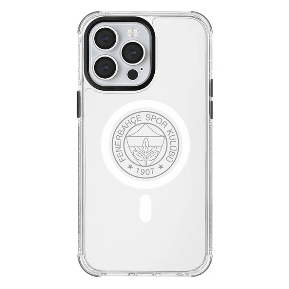 iPhone 14 Pro Max Fenerbahçe Magsafe Monochrome Logo Şeffaf Telefon Kılıfı