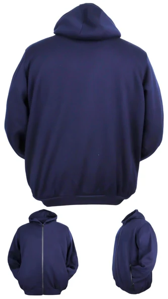 Erkek Büyük Beden 105 - 185 Kilo Arası İçin Uygun Kapüşonlu 3 İplik Şardonlu Kışlık Kalın Sweat Mont - 8