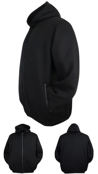 Erkek Büyük Beden 105 - 185 Kilo Arası İçin Uygun Kapüşonlu 3 İplik Şardonlu Kışlık Kalın Sweat Mont - 4