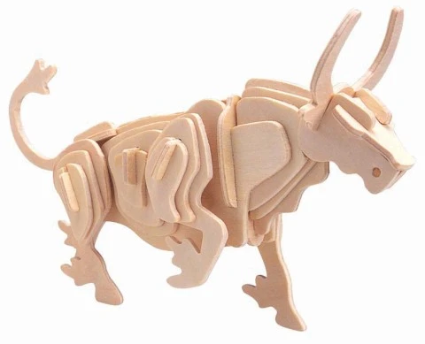 3D Ahşap Puzzle - Boğa - 3