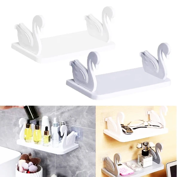 Kuğu Raf Baharatlık -Makyaj Malzeme Rafı Kendinden Yapışkanlı Banyo Mutfak Organizer - 4