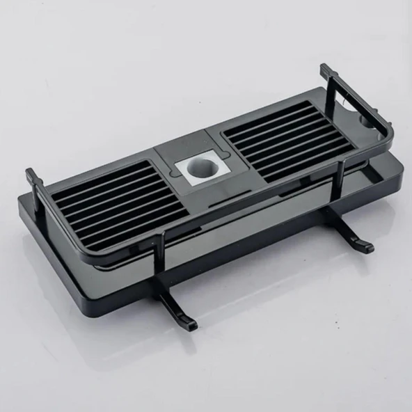 Siyah Duş Borusuna Sabitlenen Banyo Duş Rafı Şampuanlık Sabunluk Organizer - 2