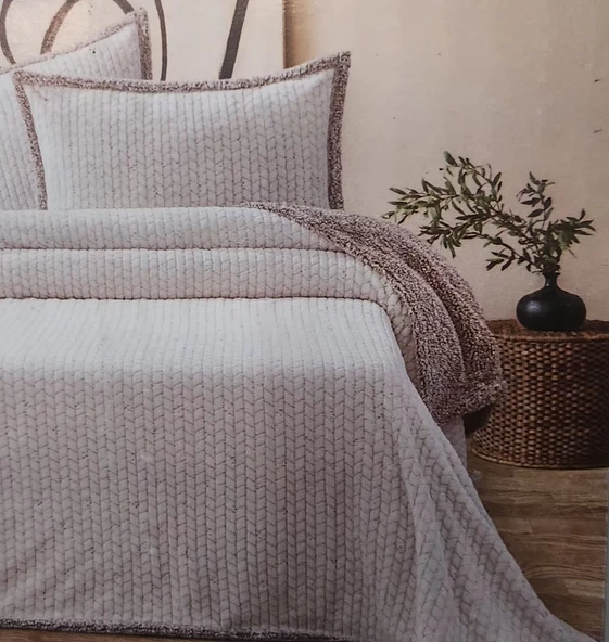 ÇİFT KİŞİLİK YATAK ÖRTÜSÜ SETİ ALLDAY MOSAİC BEJ - Resim 2