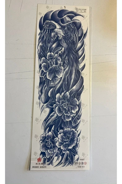 Çiçekli Anka 3 Hafta Kalıcı 2 Adet Birden Tam Kol Bacak Geçici Dövme 46 cm - 3