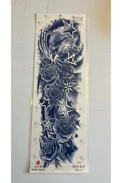 Aslan Kartal 3 Hafta Kalıcı 2 Adet Birden Tam Kol Bacak Geçici Dövme 46 cm - Resim 2