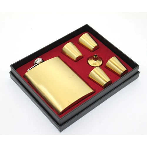 Paslanmaz Çelik 4 Shot Bardaklı Matara Seti Gold ürün görseli