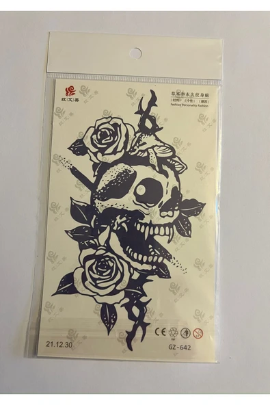 Kuru Kafa Çapa 3 Hafta Kalıcı 4 Adet Birden Yapıştırma Geçici Dövme Yarı Kalıcı Dövmeler - Resim 3