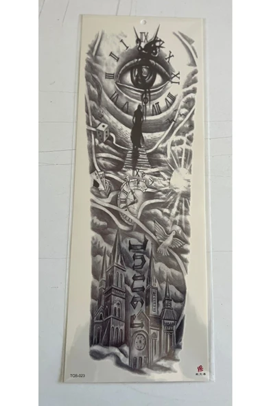 1 Hafta kalıcı 4 Adet Birden Tam Kol Bacak Kaplama 46 cm Geçici Dövme Seti - 3