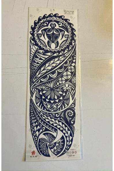 Maori 3 Hafta Kalıcı 2 Adet Birden Tam Kol Bacak Geçici Dövme 46 cm - Resim 3