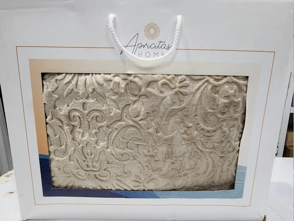 APRİCİTAS BATTANİYE EMBOSS ÇİFT KİŞİLİK BEJ - Resim 4