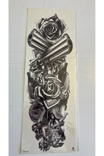 1 Hafta kalıcı 4 Adet Birden Tam Kol Bacak Kaplama 46 cm Geçici Dövme Seti - 3