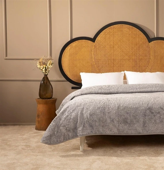 ELEGANT BATTANİYE EMBOSS ÇİFT KİŞİLİK GRİ - Resim 5