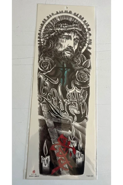 1 Hafta kalıcı 4 Adet Birden Tam Kol Bacak Kaplama 46 cm Geçici Dövme Seti - Resim 3