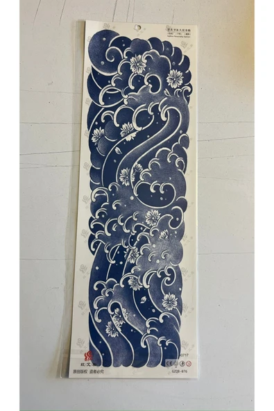 Dalga Kuş 3 Hafta Kalıcı 2 Adet Birden Tam Kol Bacak Geçici Dövme 46 cm - Resim 3