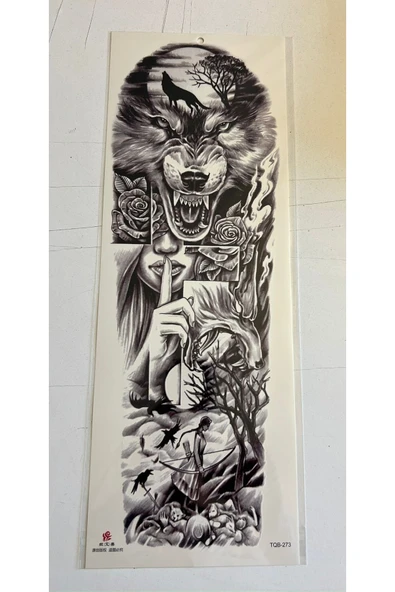 1 Hafta kalıcı 4 Adet Birden Tam Kol Bacak Kaplama 46 cm Geçici Dövme Seti - Resim 3