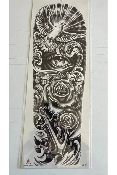 1 Hafta kalıcı 4 Adet Birden Tam Kol Bacak Kaplama 46 cm Geçici Dövme Seti - Resim 3