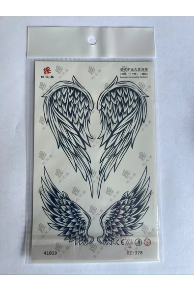 Aslan Kanat 3 Hafta Kalıcı 4 Adet Birden Yapıştırma Geçici Dövme Yarı Kalıcı Dövmeler - 3