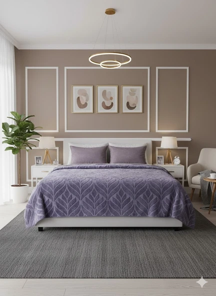 ROMANS EMBOSS ÇİFT KİŞİLİK BATTANİYE KÜL MORU ürün görseli