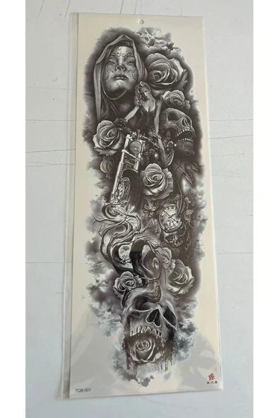 1 Hafta kalıcı 4 Adet Birden Tam Kol Bacak Kaplama 46 cm Geçici Dövme Seti - Resim 2