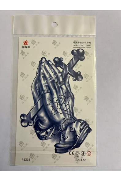 Haç Dua 3 Hafta Kalıcı 4 Adet Birden Yapıştırma Geçici Dövme Yarı Kalıcı Dövmeler - Resim 2