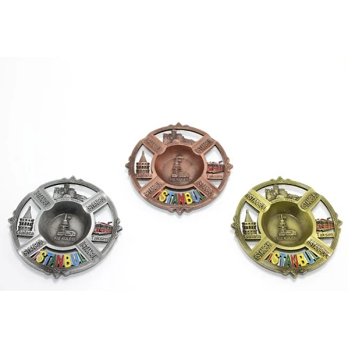 İstanbul Temalı Yöresel Metal Küllük Yuvarlak ürün görseli