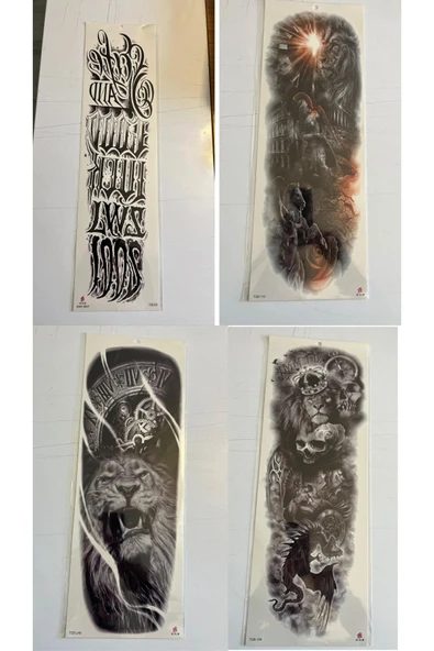 1 Hafta kalıcı 4 Adet Birden Tam Kol Bacak Kaplama 46 cm Geçici Dövme Seti ürün görseli 1