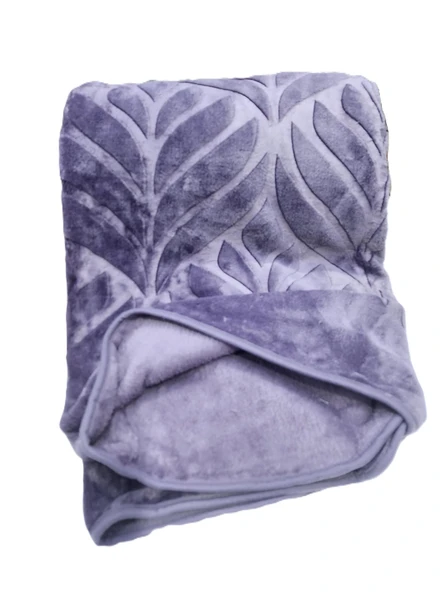 ROMANS EMBOSS ÇİFT KİŞİLİK BATTANİYE KÜL MORU - Resim 2