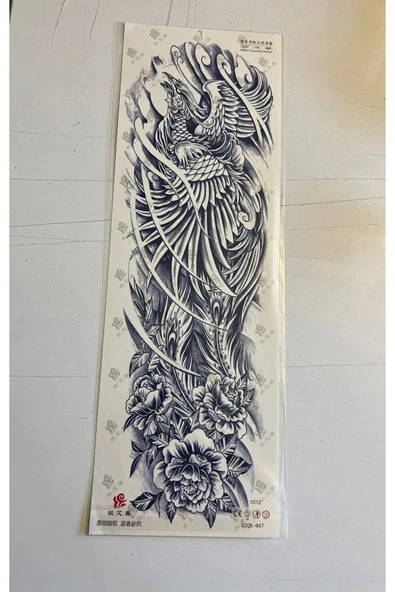 Tribal Anka 3 Hafta Kalıcı 2 Adet Birden Tam Kol Bacak Geçici Dövme 46 cm - Resim 2