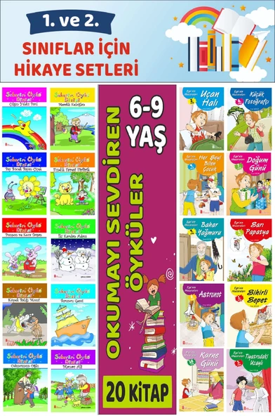 1.ve 2.Sınıflar İçin Okuma Alışkanlığı Kazandıran Mükemmel 20 li Büyük Boy Hikaye Seti 5 ürün görseli