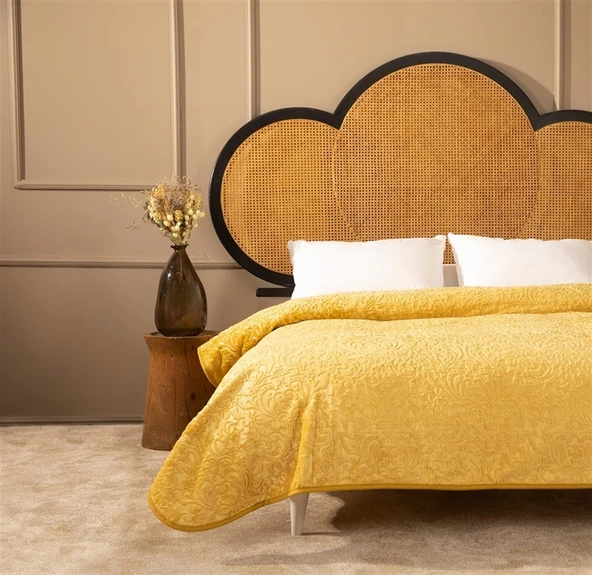 APRİCİTAS BATTANİYE ÇİFT KİŞİLİK EMBOSS HARDAL - Resim 8