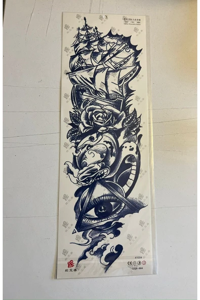 Gemi Göz 3 Hafta Kalıcı 2 Adet Birden Tam Kol Bacak Geçici Dövme 46 cm - Resim 3