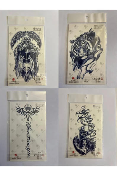 Kaplan Sırt 3 Hafta Kalıcı 4 Adet Birden Yapıştırma Geçici Dövme Yarı Kalıcı Dövmeler ürün görseli 1