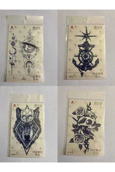 Kuru Kafa Çapa 3 Hafta Kalıcı 4 Adet Birden Yapıştırma Geçici Dövme Yarı Kalıcı Dövmeler ürün görseli 1