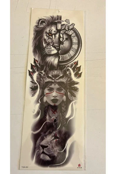 1 Hafta kalıcı 4 Adet Birden Tam Kol Bacak Kaplama 46 cm Geçici Dövme Seti - Resim 3