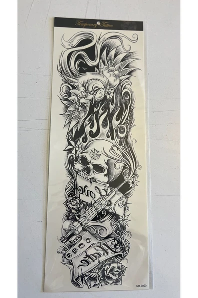 1 Hafta kalıcı 4 Adet Birden Tam Kol Bacak Kaplama 46 cm Geçici Dövme Seti - Resim 2