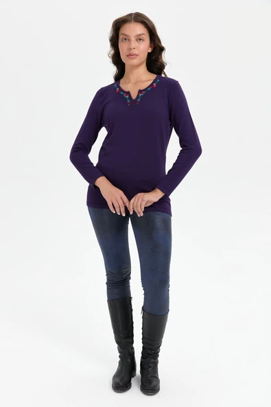 Desen Minimalist V Yaka 3/4 Kol Kadın Kazak - Günlük Şıklık - 7