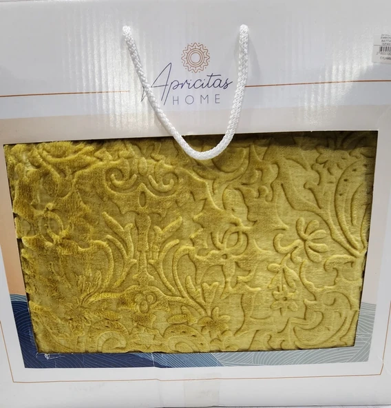 APRİCİTAS BATTANİYE ÇİFT KİŞİLİK EMBOSS HARDAL - Resim 6