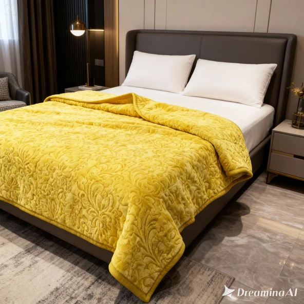 APRİCİTAS BATTANİYE ÇİFT KİŞİLİK EMBOSS HARDAL ürün görseli