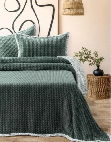 ÇİFT KİŞİLİK YATAK ÖRTÜSÜ SETİ ALLDAY MOSAİC HAKİ - Resim 2