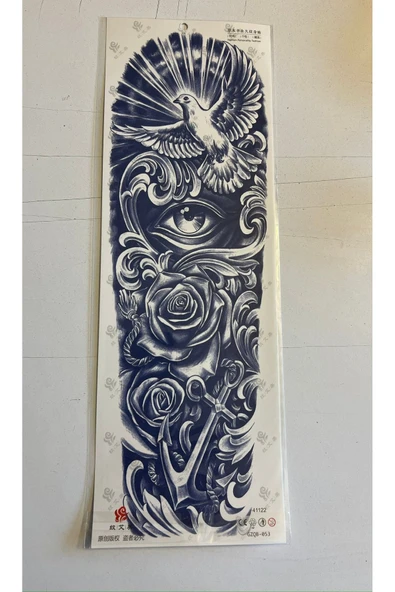 Güvercin 3 Hafta Kalıcı 2 Adet Birden Tam Kol Bacak Geçici Dövme 46 cm - 2