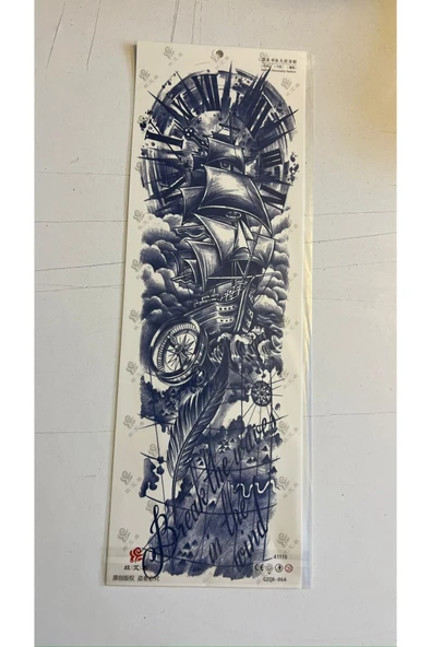 Kaplan Gemi 3 Hafta Kalıcı 2 Adet Birden Tam Kol Bacak Geçici Dövme 46 cm - Resim 2